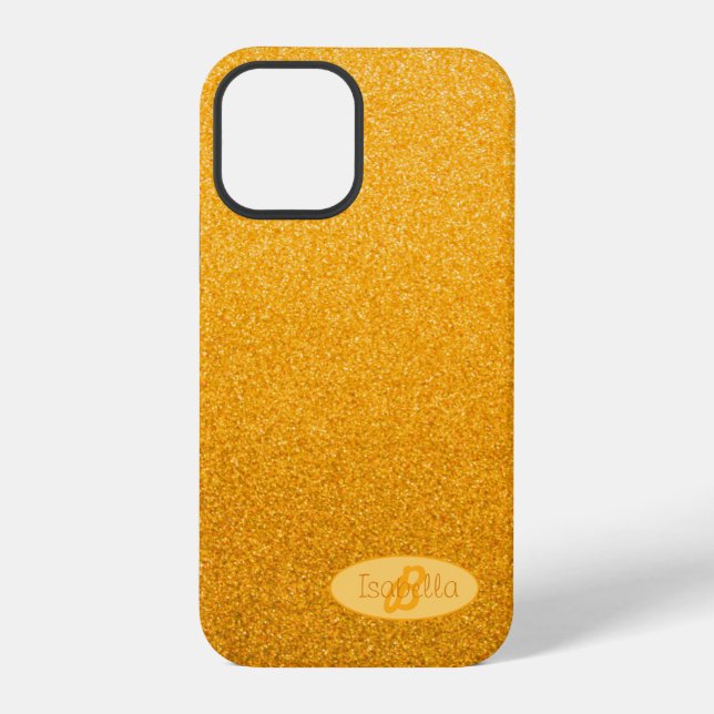 Abstract Yellow sparkle Monogram iPhone Case (Back)