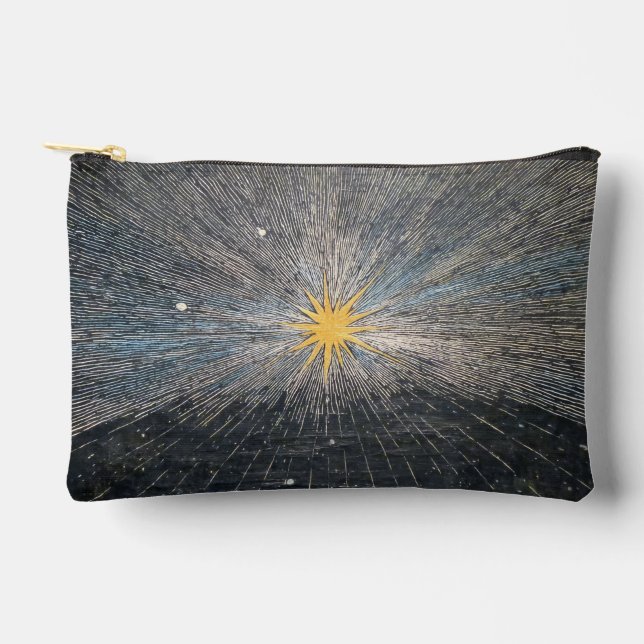 Abstract Yellow Starburst Mystic Celestial Cosmic Accessory Pouch (Front)