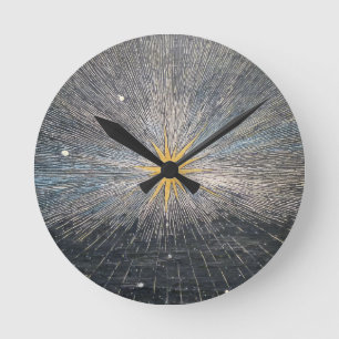 Abstract Yellow Starburst Mystic Celestial Cosmic Round Clock