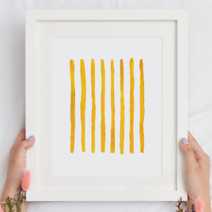 Abstract yellow stripes. Modern simple oil lines Poster