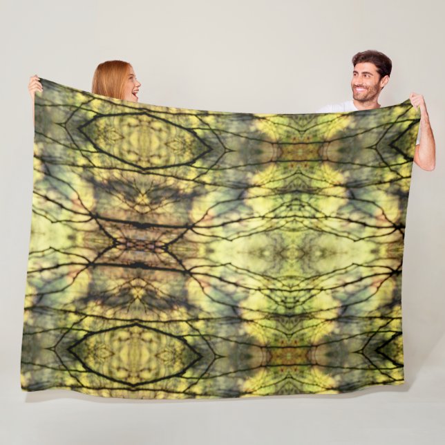 Abstract Yellow Trees Fleece Blanket (In Situ)