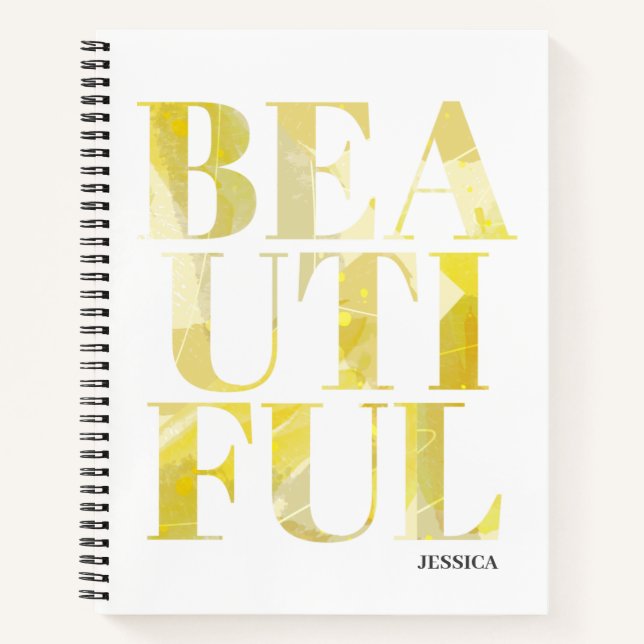 Abstract Yellow Typography Beautiful Notebook (Front)