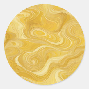Abstract Yellow Waves Classic Round Sticker