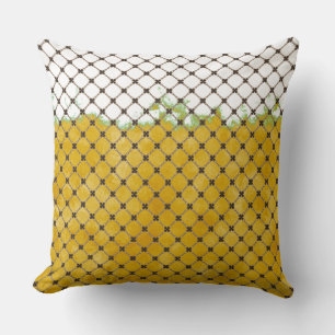 Abstract Yellow, White, Bronze Pattern Cushion
