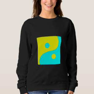 ABSTRACT YIN YANG AQUA AND YELLOW PEACE SYMBOL SWEATSHIRT