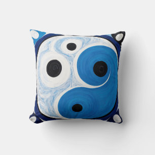 Abstract Yin Yang: Modernist Blue & White  Cushion