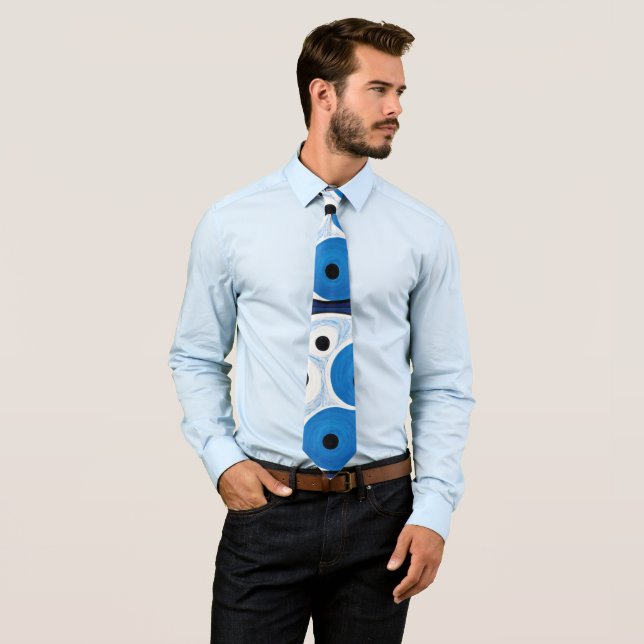 Abstract Yin Yang: Modernist Blue & White  Tie (In Situ)