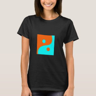 ABSTRACT YIN YANG ORANGE AND AQUA PEACE SYMBOL T-Shirt