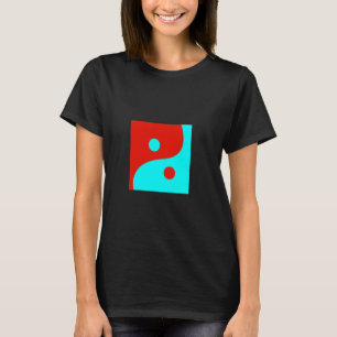ABSTRACT YIN YANG RED AND AQUA PEACE SYMBOL T-Shirt