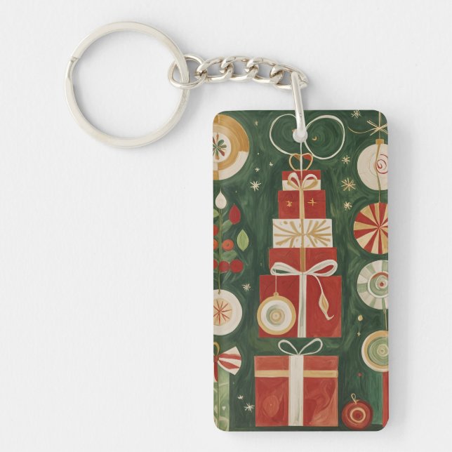 Abstract Yuletide Tapestry Key Ring (Front)