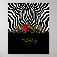 Abstract Zebra Flower Red Black White Gold