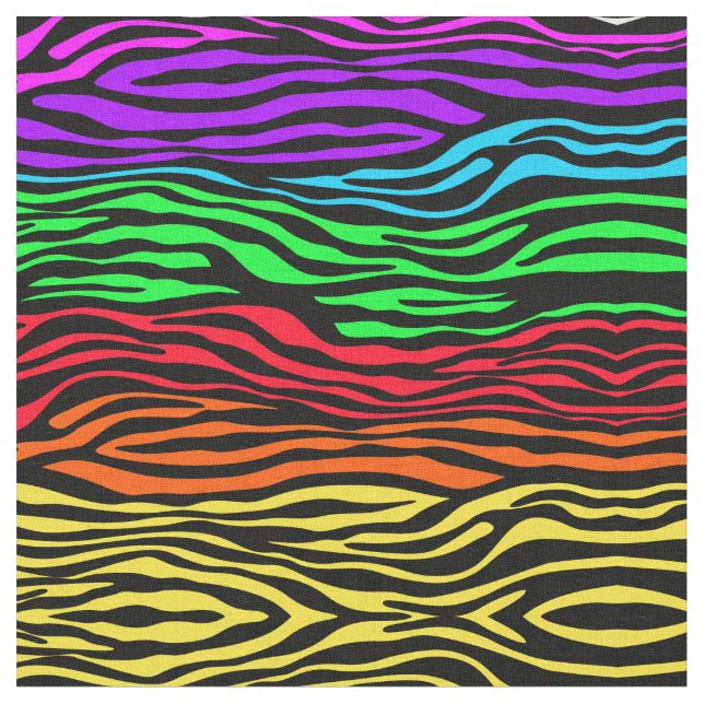 Abstract Zebra Rainbow Colours Fabric (Close Up)