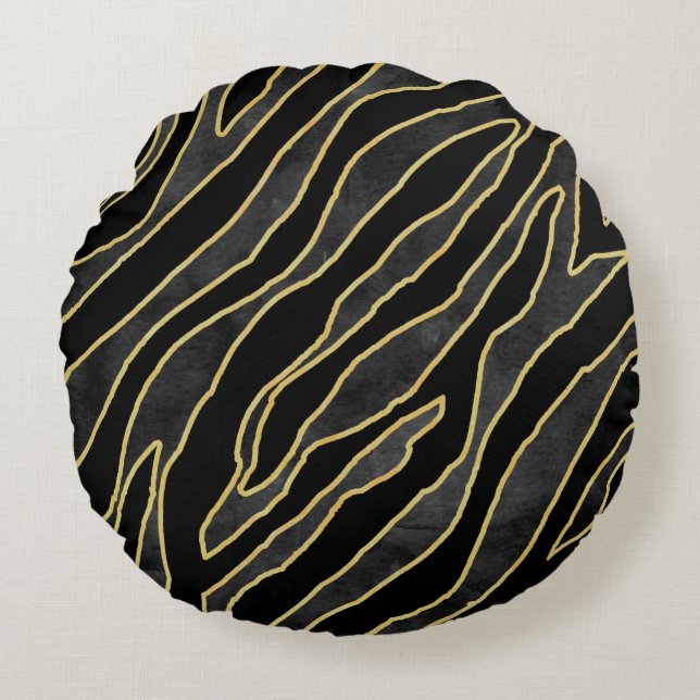 Abstract zebra striped. Animal print illustration  Round Cushion (Front)