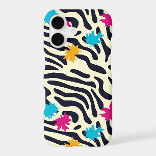 Abstract Zebra Stripes with Leaf Paint Splash