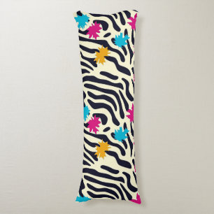 Abstract Zebra Stripes with Leaf Paint Splash Body Cushion