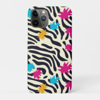 Abstract Zebra Stripes with Leaf Paint Splash