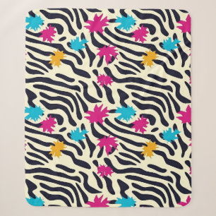 Abstract Zebra Stripes with Leaf Paint Splash Sherpa Blanket