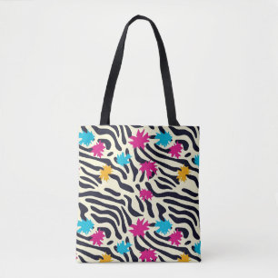Abstract Zebra Stripes with Leaf Paint Splash Tote Bag