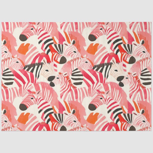 Abstract Zebras in pink Tissue Paper (Front)