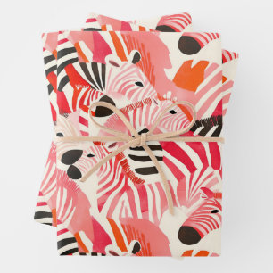 Abstract Zebras in pink Wrapping Paper Sheet