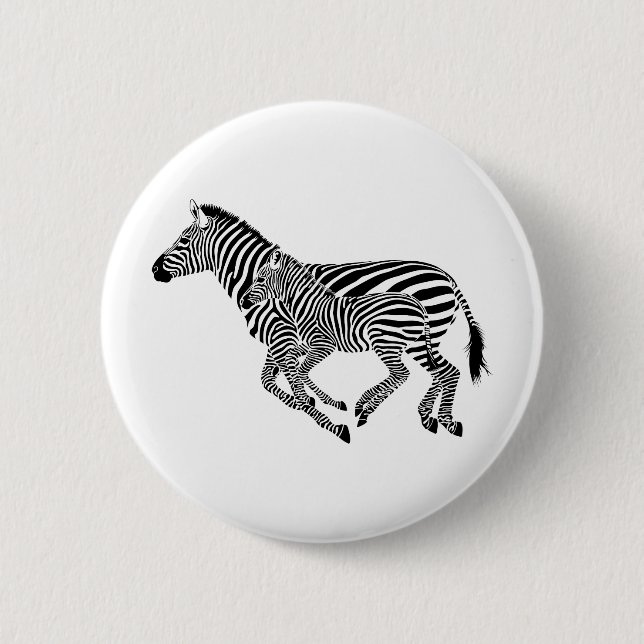 Abstract Zebras Mother and Child 6 Cm Round Badge (Front)