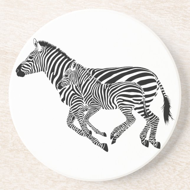 Abstract Zebras Mother and Child Coaster (Front)