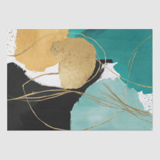 Abstract Zen Background Gold Black Green Decoupage Tissue Paper