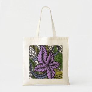 Abstract Zen Doodle Purple Flower Olive Green Tote Bag