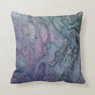 Abstract Zen Marbled Purple Teal and Black Cushion