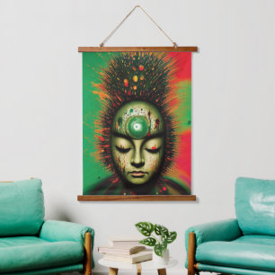 Abstract Zen Wood Topped Wall Tapestry