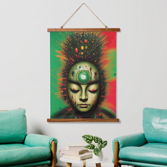 Abstract Zen Wood Topped Wall Tapestry (Living Room)