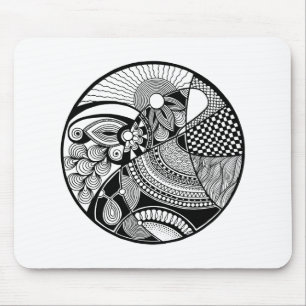 Abstract Zendala On Circle Mouse Pad