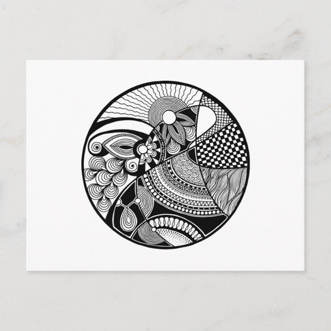 Abstract Zendala On Circle Postcard (Front)