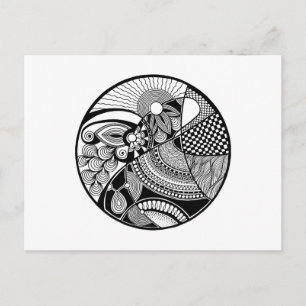 Abstract Zendala On Circle Postcard