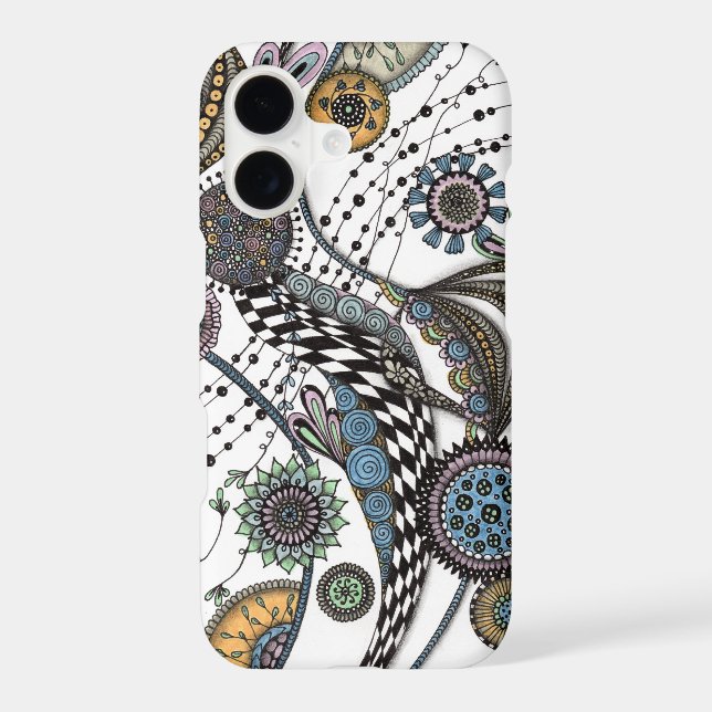 Abstract Zentangle Floral Art iPhone Case (Back)