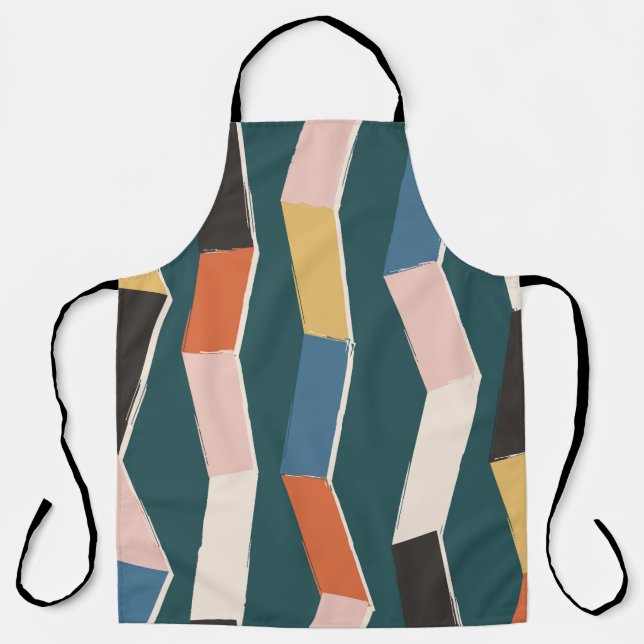 Abstract zig zag seamless pattern,hand painted irr apron (Front)