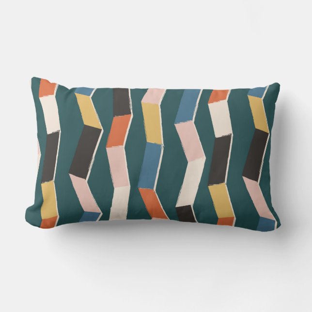 Abstract zig zag seamless pattern,hand painted irr lumbar cushion (Front)