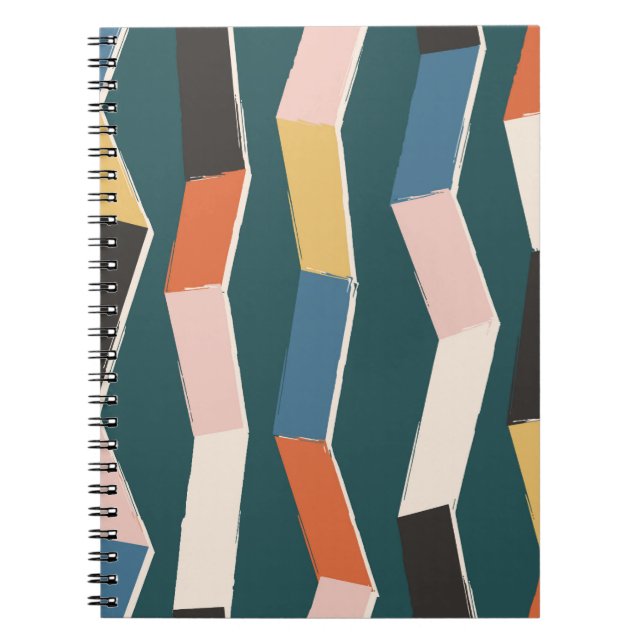 Abstract zig zag seamless pattern,hand painted irr notebook (Front)