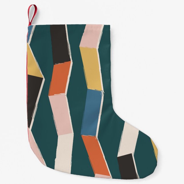 Abstract zig zag seamless pattern,hand painted irr small christmas stocking (Front)