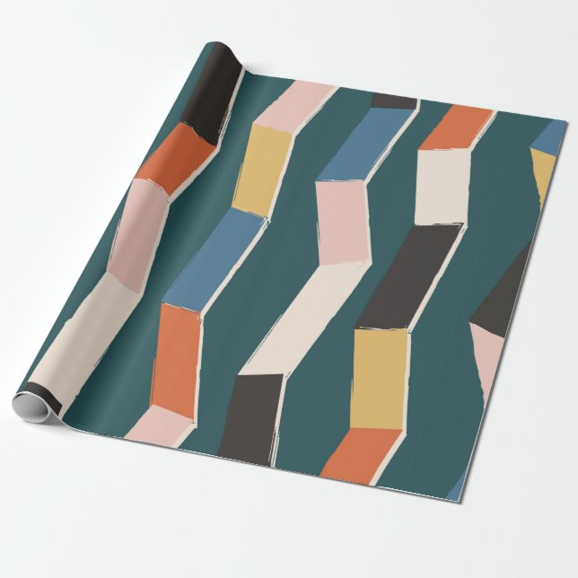 Abstract zig zag seamless pattern,hand painted irr wrapping paper (Unrolled)