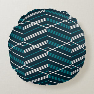 Abstract zigzag: elegant vintage geometric. round cushion