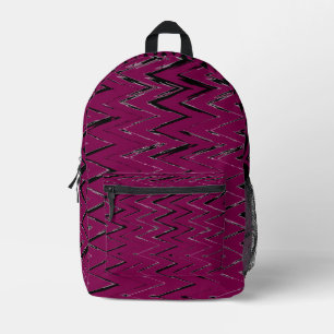 Abstract Zigzag Lines in Wine & White – Backpack
