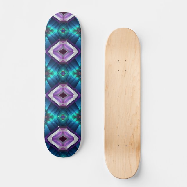 Abstract Zigzag Pattern Geometric Kaleidoscope Gem Skateboard (Front)