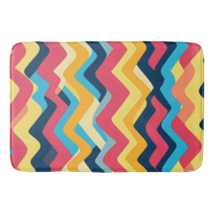 Abstract Zigzag Wavy colours Bath Mat