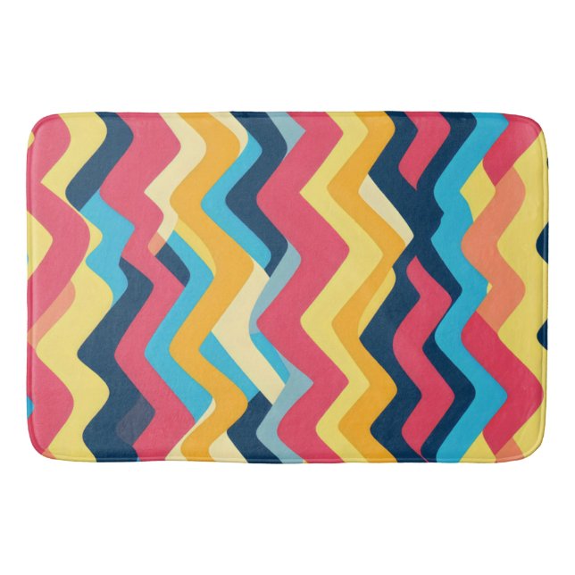 Abstract Zigzag Wavy colours Bath Mat (Front)