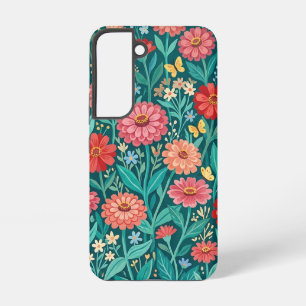 Abstract Zinnias Butterflies Samsung Cases