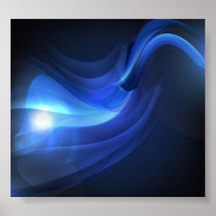 AbstractBlueWavesVectorBackground ROYAL BLUE BLACK Poster