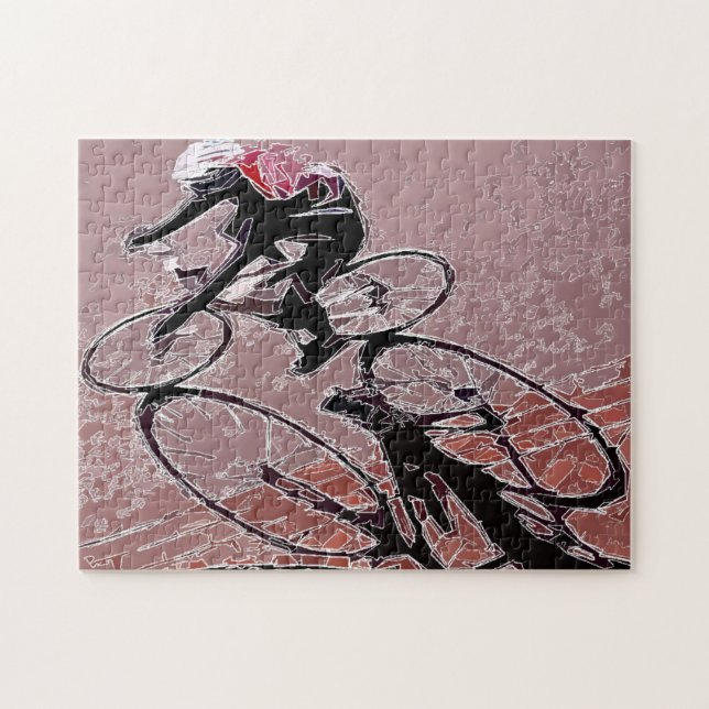 Abstracted Bicycle Rider and Shadow Puzzle. Jigsaw Puzzle (Horizontal)