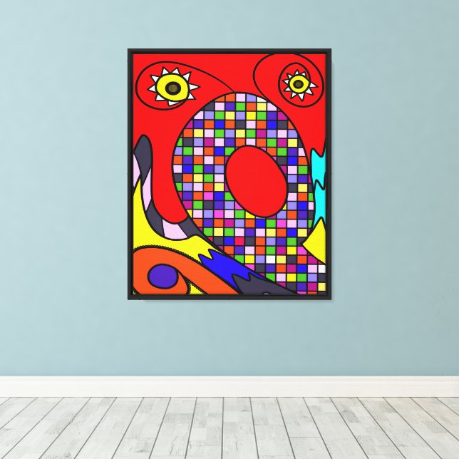 Abstracted Canvas Print Red (Insitu (Wood Floor))