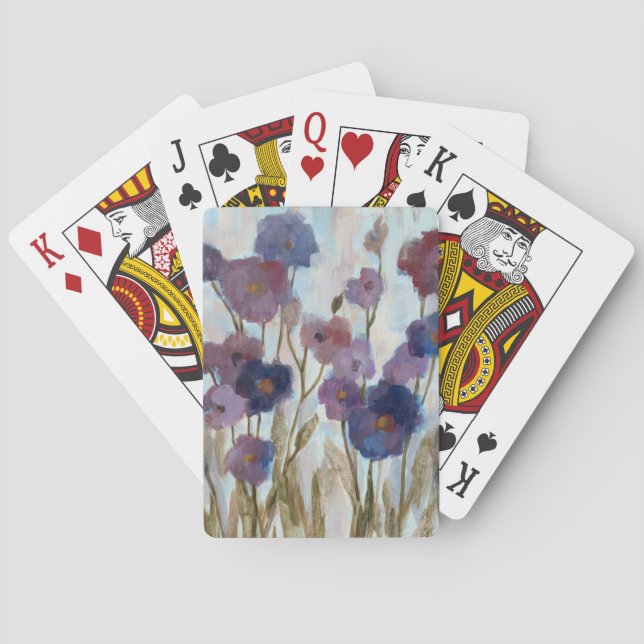 Abstracted Florals In Purple Playing Cards (Back)